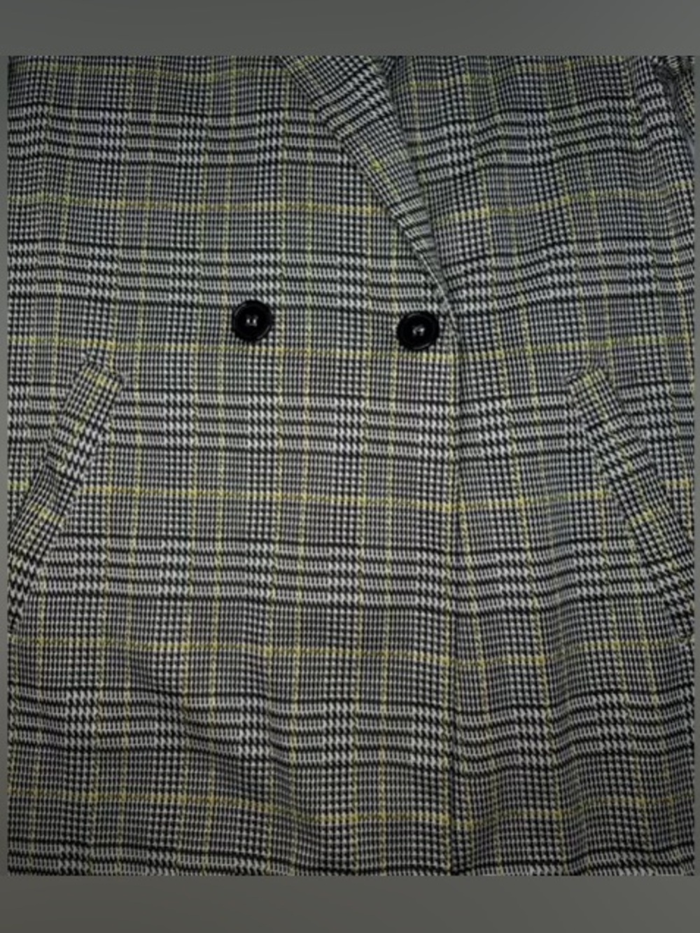 MELLODAY Plaid Trench Coat Yellow & Black Clueless • Back to School Medium - Picture 4 of 9